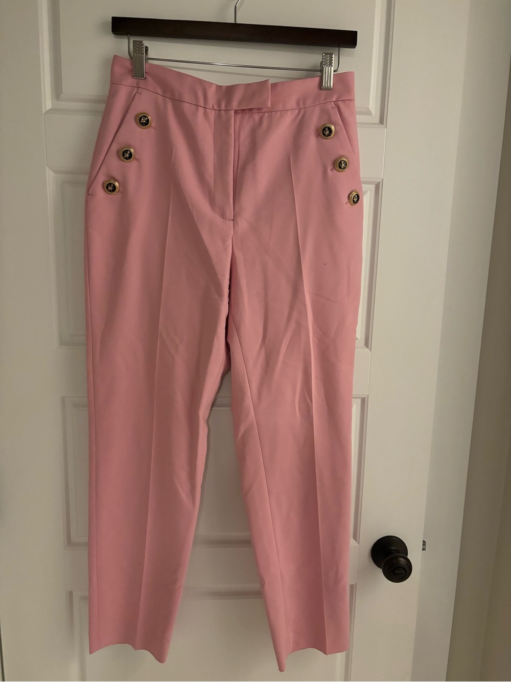 Zara Pink High-Rise Tapered Trousers with Gold Buttons